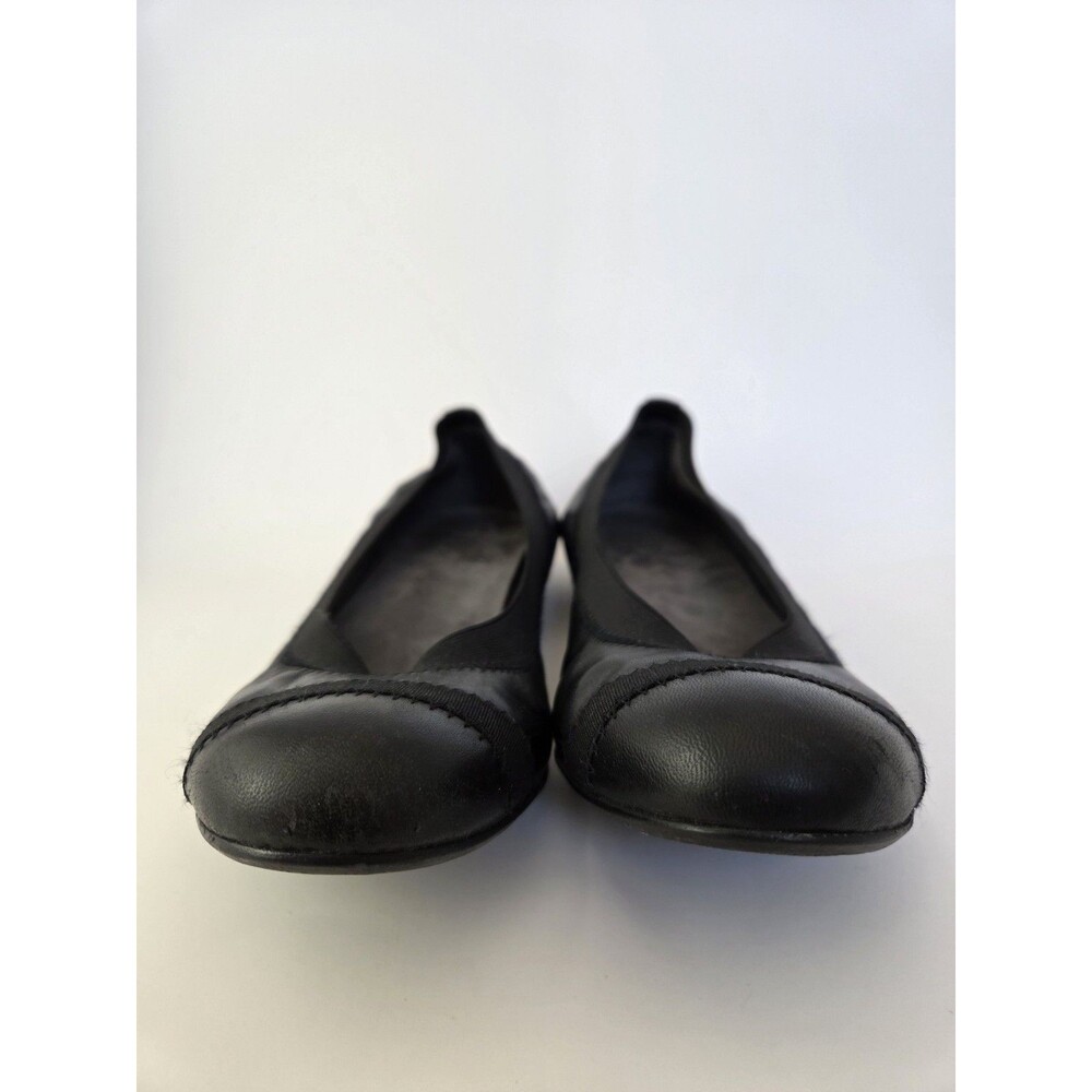 Stuart Weitzman Black Leather Cap Toe Ballet Flats Womens Size 9 M Made In Spain
